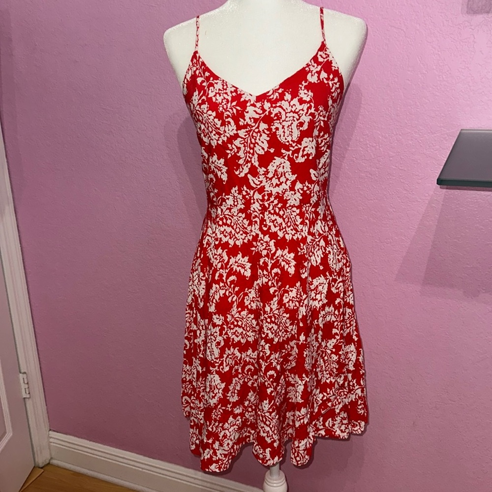 Gap orange flowy floral dress